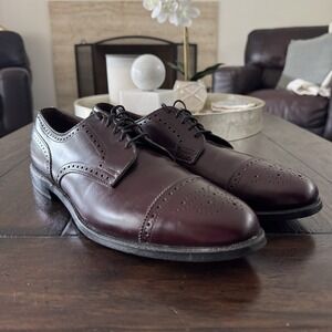 Allen Edmonds Mens Size 12 A Sanford Oxford Burgundy Leather Cap Toe Dress Shoes